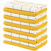 Utopia Towels - 12 Toallas de Cocina- paños de Cocina (38 x 64 cm) (Amarilloy Blanco)